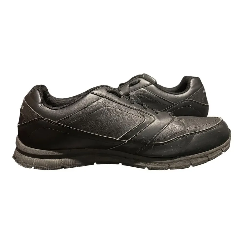 Skechers Men’s Work 77156 Memory Foam Slip Resistant Black Lace Shoes Size 14